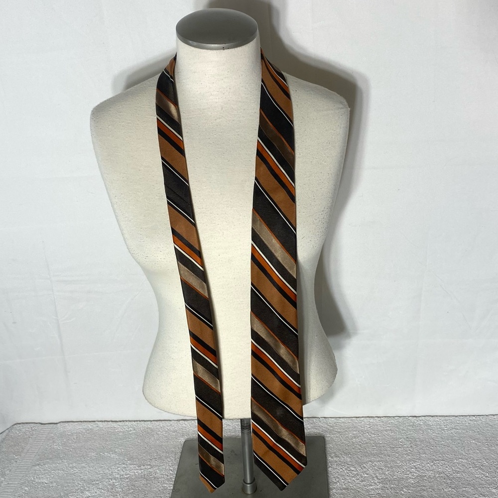 Vintage Sears Premiere Orange Brown Striped Neck Tie